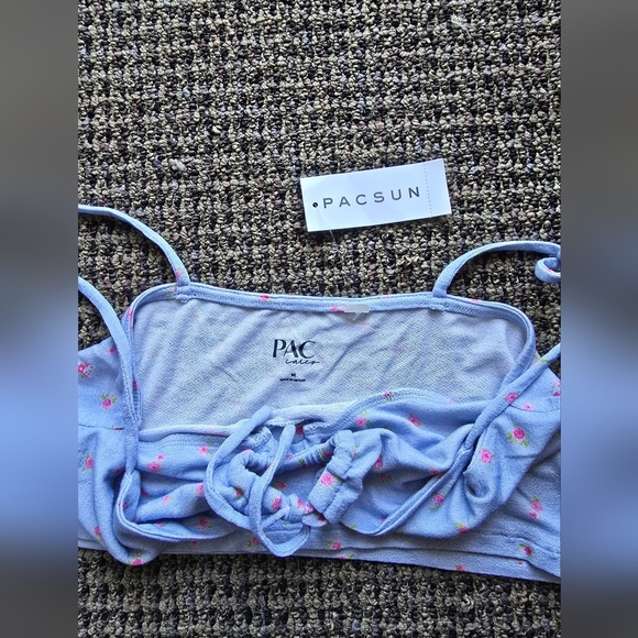 PacSun Light Blue Floral Tie-Front Top - Picture 4 of 4